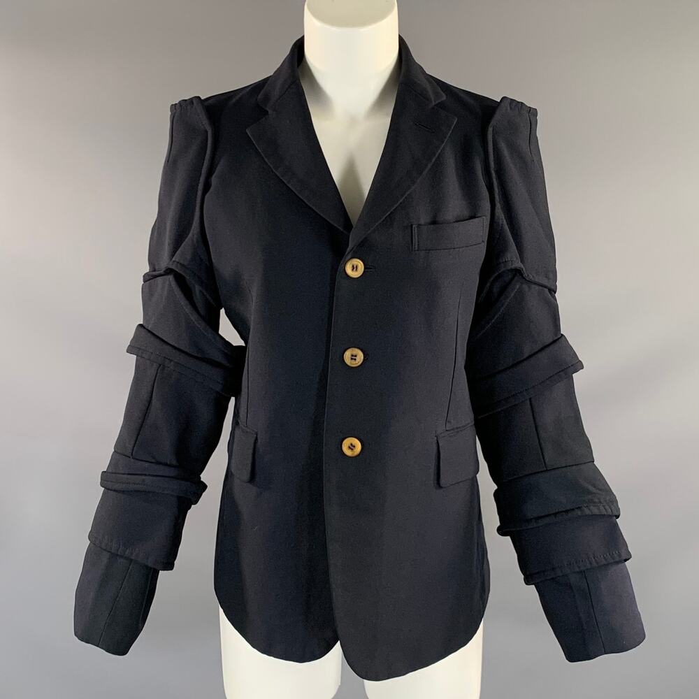 COMME des GARCONS AD2016 Size M Navy Polyester Notch Lapel Jacket  Blazer